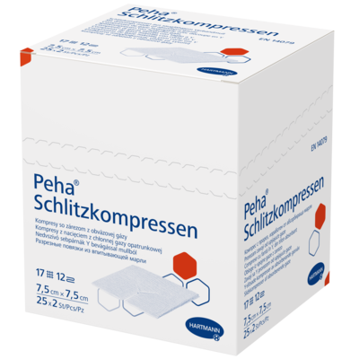 PEHA SCHLITZKOMPRESSEN 7,5x7,5 cm steril